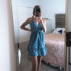 blue dress with white flowers